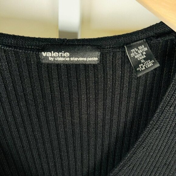 Valerie Stephens Silk Rayon Cardigan Sweater XL Black Office Wedding Casual - Picture 4 of 4